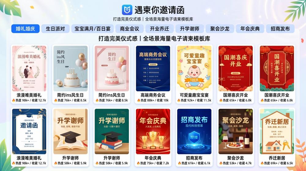 宴席邀约封神！电子请柬万能技巧+模板，小白也能5分钟搞定